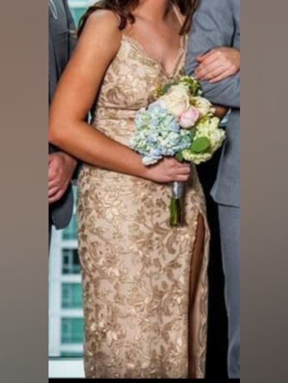 Emerald Sundae Blush-Beige Embroidered Maxi Slip Dress
